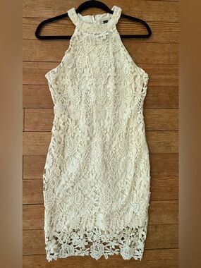 Windsor Cream Lace Halter Mini Dress